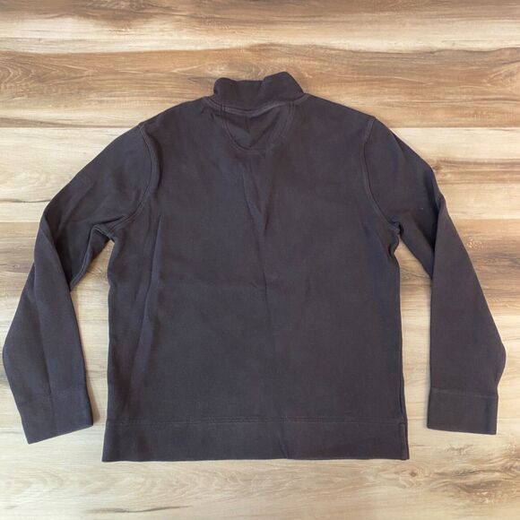 Faconnable Sweater Mens Medium Brown Cotton 1/4 Zip Mock Neck - Picture 10 of 10